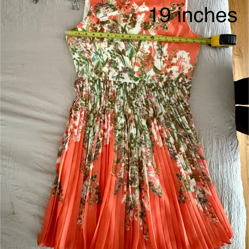 Adrianna Papell Orange Green Pleated Maxi Dress size 12 - Picture 11 of 11